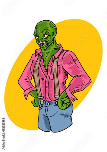 Fotomural Reptilian character in comic style. Vector Illustration