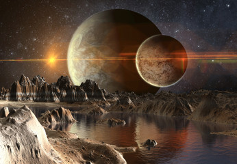 Wall Mural - 3D Rendered Fantasy Alien Planet - 3D Illustration