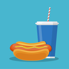 Wall Mural - cup with soda and hotdog