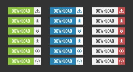Poster - download web button in flat, vector illustration