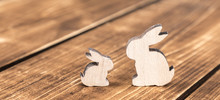 Bunny On Wooden Background For Easter