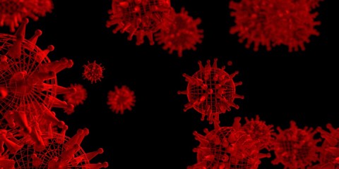 Virus abstract transparent models. Medicine research background. 3D rendering.