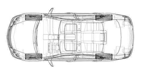 Poster - Car sketch. Vector