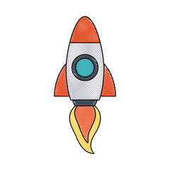 Sticker - rocket flying icon image vector illustration design