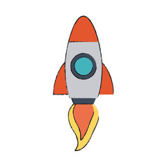 Sticker - rocket flying icon image vector illustration design