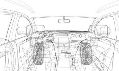 Poster - sketch of car interior. vector rendering of 3d