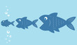 big fish eat little fish, food chain design, stock vector illustration
