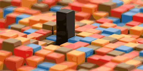 Poster - Abstract color cube block