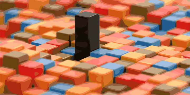Abstract color cube block