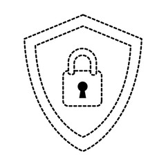 Sticker - shield with padlock icon vector illustration design