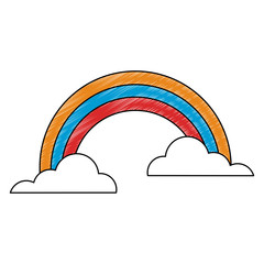 Sticker - Rainbow and clouds icon vector illustration graphic design