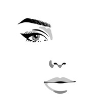Glamour Fashion Beauty Woman Face Illustration. Half Of Female Face With One Eye And Make-up In Watercolor Style. Vector Watercolor Illustration Isolated On White Background
