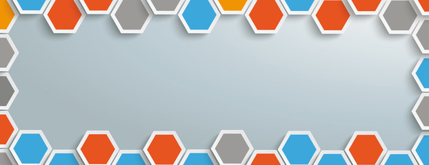 Wall Mural - colored hexagon structure gray centre header