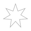 White seven-pointed star. Accurate geometric dimensions. Abstract concept. Vector illustration on white background.