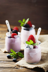 Poster - Healthy summer yogurt with berry and mint