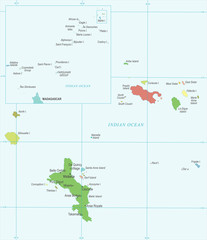  Seychelles Map - Detailed Vector Illustration