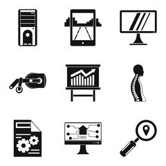 Poster - Programming device icons set, simple style
