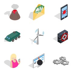 Poster - Course icons set, isometric style
