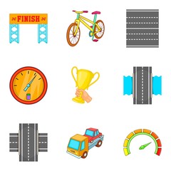 Poster - Race icons set, cartoon style