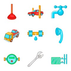 Poster - Refurbish icons set, cartoon style