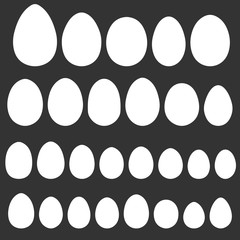 Poster - Set egg shape template for hand drawing for Easter holiday, vector different shape of bird eggs reptiles, for Easter design