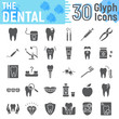 Dental glyph icon set, Stomatology symbols collection, vector sketches, logo illustrations, Dental clinic signs solid pictograms package isolated on white background, eps 10.