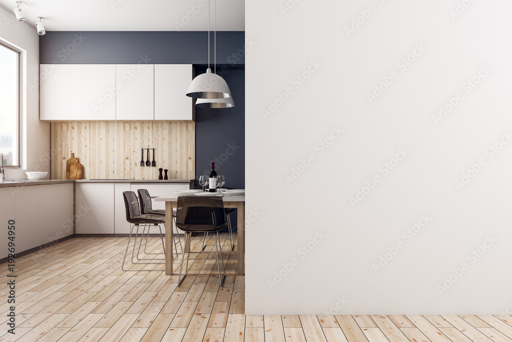 Modern kitchen with copyspace - obrazy, fototapety, plakaty 