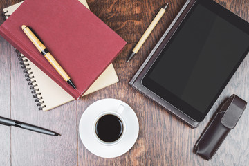 Aufkleber - Creative workplace with empty tablet
