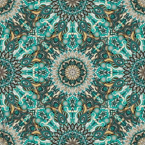 Cotton fabric Kwiecisty kwiatowy tekstura, niekończące się wzór z elementami vintage mandala.