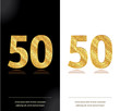 50 years anniversary black and white decorated cards with golden elements.