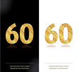 60 years anniversary black and white decorated cards with golden elements.