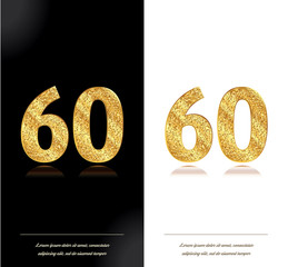 Wall Mural - 60 years anniversary black and white decorated cards with golden elements.