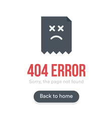 Aufkleber - 404 Error with text, webpage icon and button, black vector template on white background.