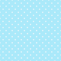 Aufkleber - Seamless pattern with white star on blue sky background. Vector Illustrations repeating texture.