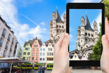 Poster - tourist photographs Fischmarkt square in Cologne