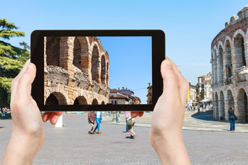 Poster - tourist photographs roman Arena on Piazza Bra