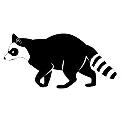 Vector image of silhouette of a raccoon on a white background