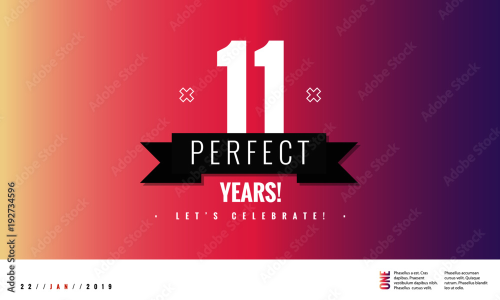 Eleven Perfect Years Let's Celebrate Anniversary Poster Stock Vector ...