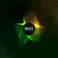 Poster - Equalizer concept. Design of music background. Audio wave vibrant effect. Digital color sound curve pattern. Vector illustration