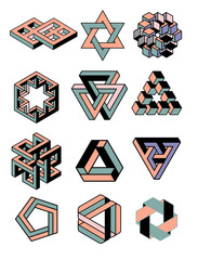 Poster - Set of icons, geometric logo