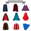 Diffeerent cloaks color flat icons set