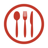 Fototapeta  - knife, fork and spoon on white background.