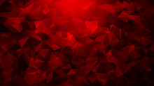 Abstract Low Poly Background Of Triangles In Red, Black Colors. Substrate For Design. 16:9
