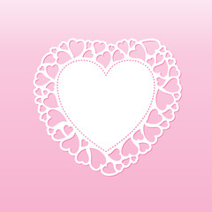 Wall Mural - Openwork valentine card with small hearts. Laser cutting vector template suitable for greeting cards, envelopes, invitations, interior decorative elements.