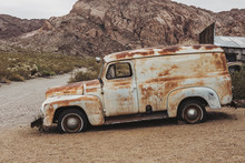 Old Vintage Rusty Car Truck Abandoned In The Desert