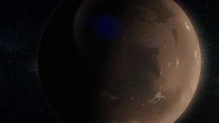 Poster - Planet in space. Solar system and space objects. Abstract scientific background - glowing planet in space, nebula and stars. Earth and galaxy on background.