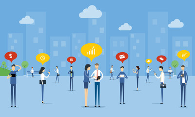 Fototapete - business people communication on social network  concept and business online connection concept