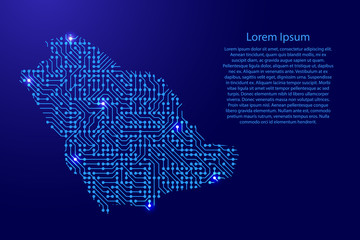 Fototapete - Map Saudi Arabia from printed board, chip and radio component with blue star space on the contour for banner, poster, greeting card, of vector illustration.