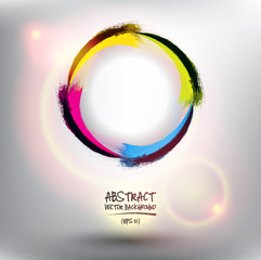 Wall Mural - Abstract vector background. Colorful watercolor brush strokes in circular form. Isolated with realistic light and shadow on white background. Vector illustration. Eps10.