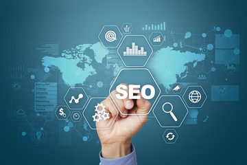 Wall Mural - SEO. Search Engine optimization. Digital online marketing and Internet technology concept.?